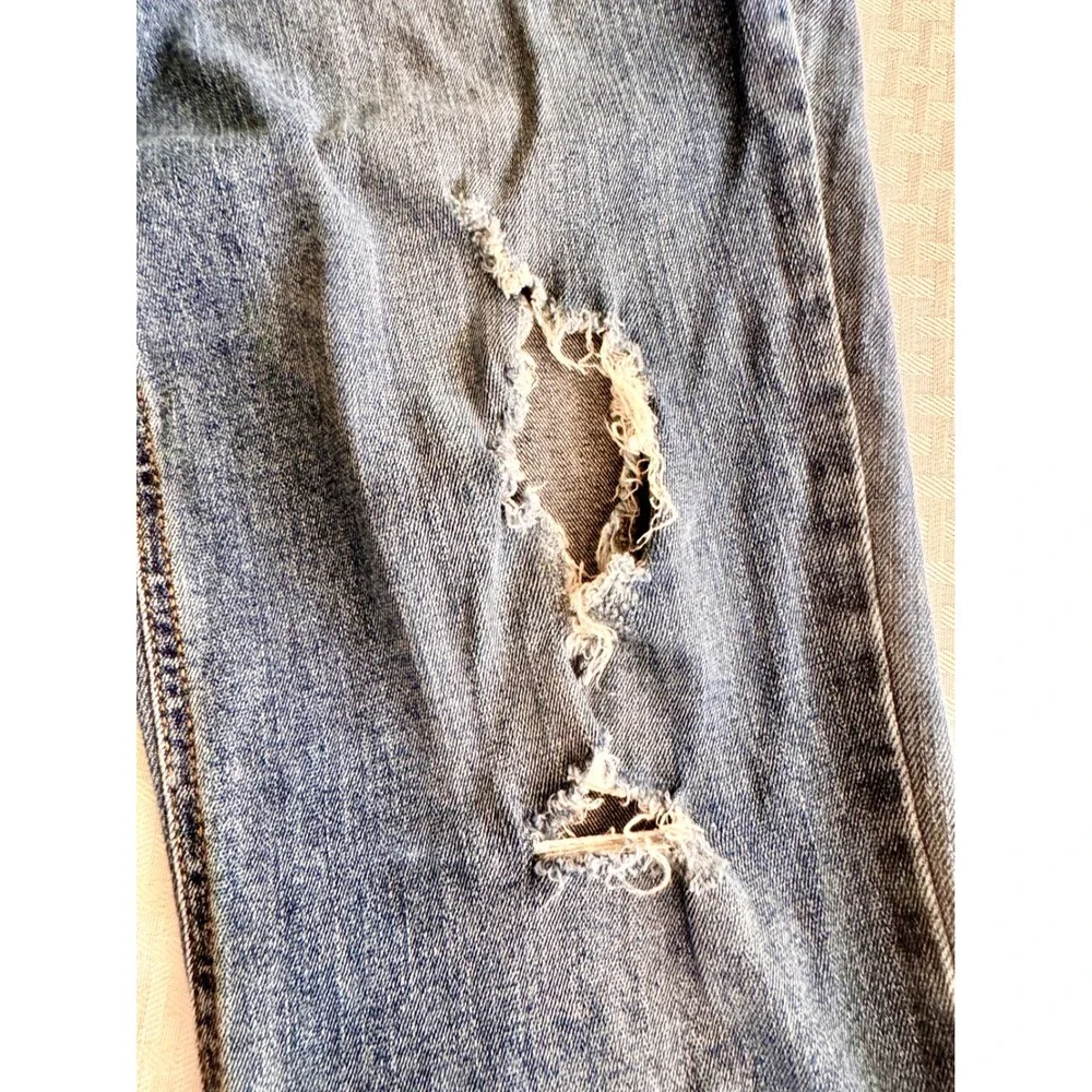 Indigo Blue Distressed Maternity Boyfriend Jeans Bundle 2 Pair Blue Size L